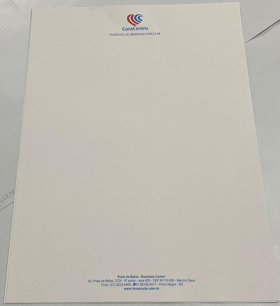 Folha tamanho A4 ( 21x29,7cm ) Papel Timbrado com a sua Marca impressão Colorida em papel offset 90gr
